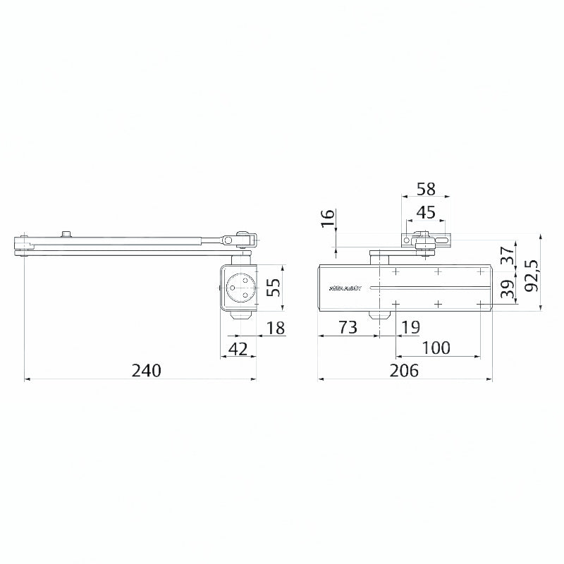 CHIUDIPORTA SOLO CORPO ASSA ABLOY DC140