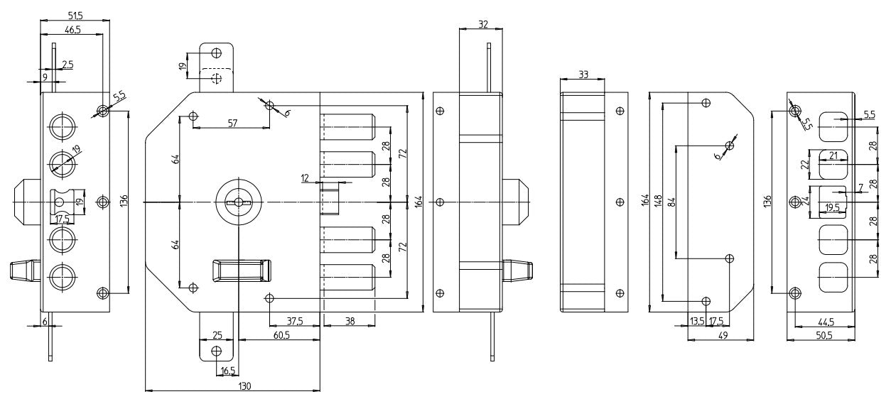 SERRATURA A POMPA PER PORTA BLINDATA DOM CR 3200P-02N / 3200P-52N