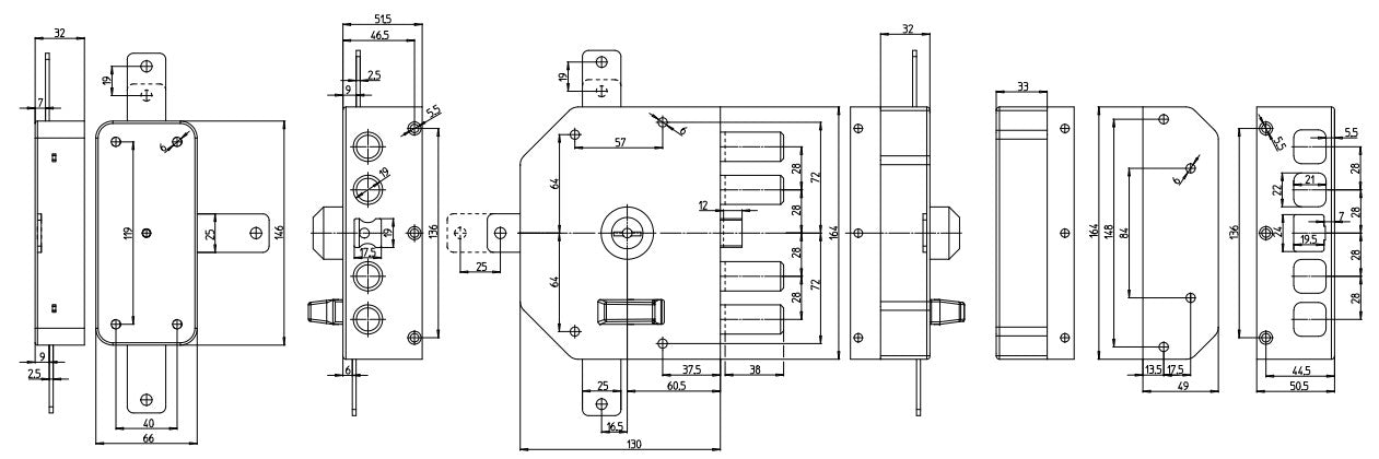 SERRATURA A POMPA PER PORTA BLINDATA DOM CR 3350P-02N / 3350P-52N