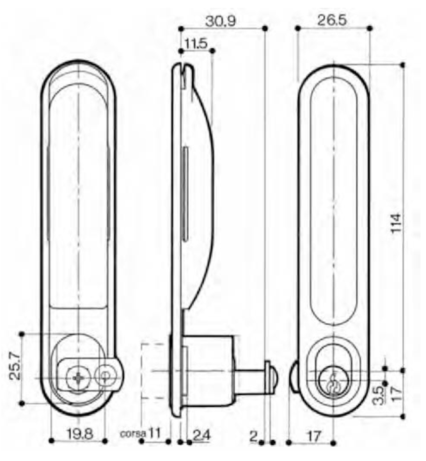SERRATURA PER ANTE SCORREVOLI PREFER 2301.3230.2000