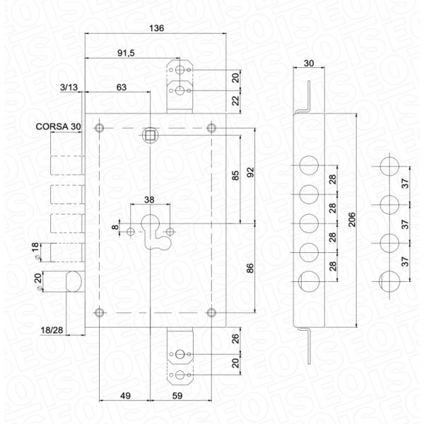 SERRATURA PER PORTA BLINDATA ISEO 6S8 G84
