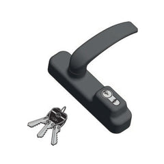 MANIGLIA IN LEGA VERNICIATA NERA OMEC 6012 CON CILINDRO A CHIAVE VERTICALE