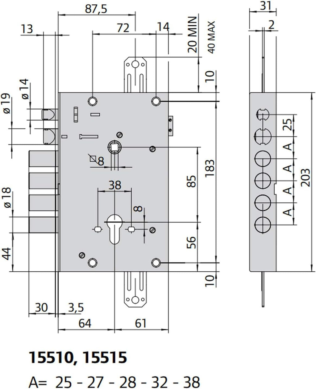 SERRATURA PER PORTA BLINDATA CISA 1551538