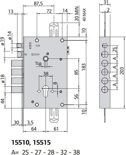SERRATURA PER PORTA BLINDATA CISA 1551538