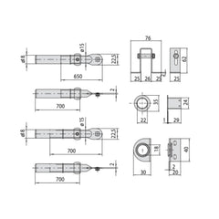 SERIE COMPLETA ASTE CATENACCIO PER SERRATURE A 3 PUNTI DI CHIUSURA CISA 06425070