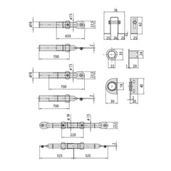 SERIE COMPLETA ASTE CATENACCIO PER SERRATURE A 3 PUNTI DI CHIUSURA CISA 06426070