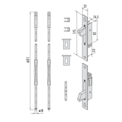 COPPIA PUNTI DI CHIUSURA LATERALI DEVIATORI + ASTE INTERNE CISA 0644300