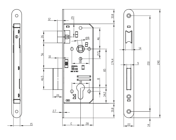 SERRATURA MONTANTE ISEO 210N