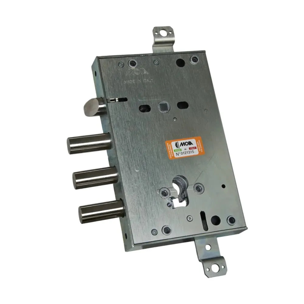 SERRATURA PER PORTA BLINDATA A CILINDRO EUROPEO AD INGRANAGGI REVERSIBILE CON SCROCCO IN ALTO E CATENACCI MAGGIORATI +10MM MOIA RCI664/380RFB+10