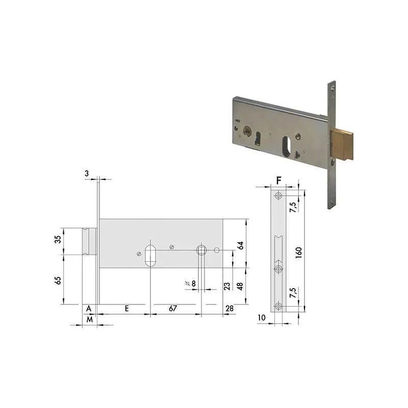 SERRATURA MECCANICA PER FASCIA BASSA CISA 44156