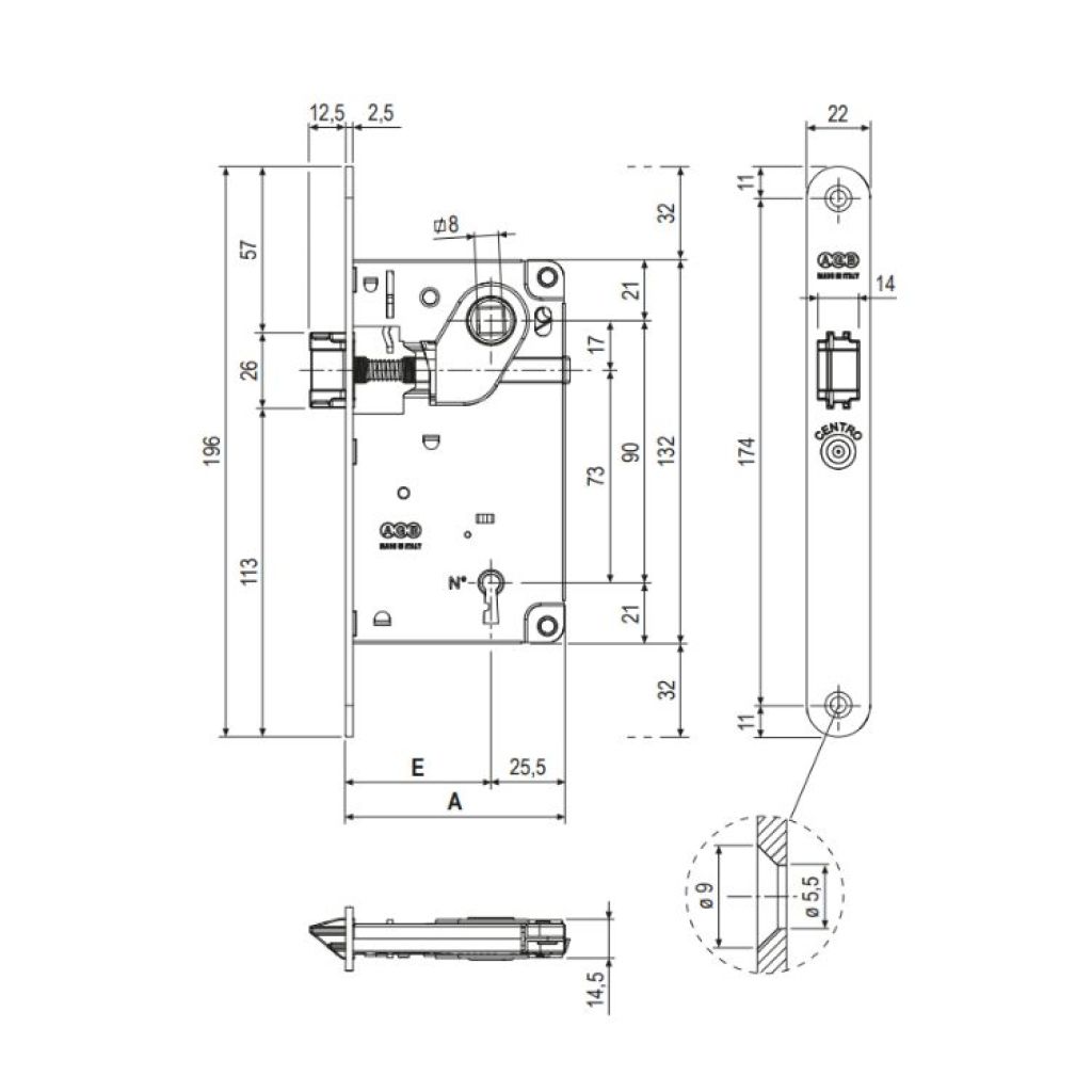 SERRATURA MONTANTE PATENT AGB CENTRO B0100950 03/34