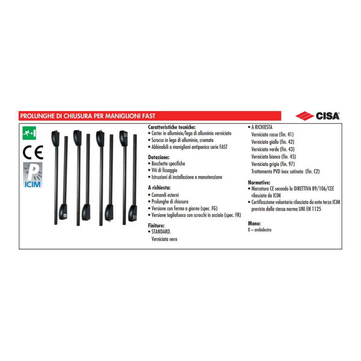 COPPIA SCROCCHI PER ANTIPANICO CISA 07063 NERO