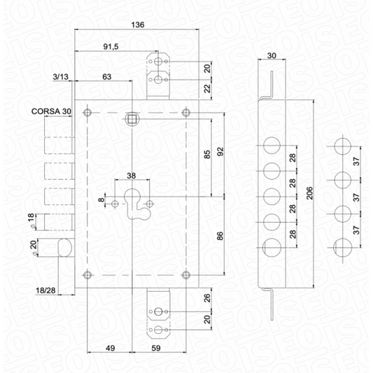 SERRATURA PER PORTA BLINDATA ISEO 6S8 G84
